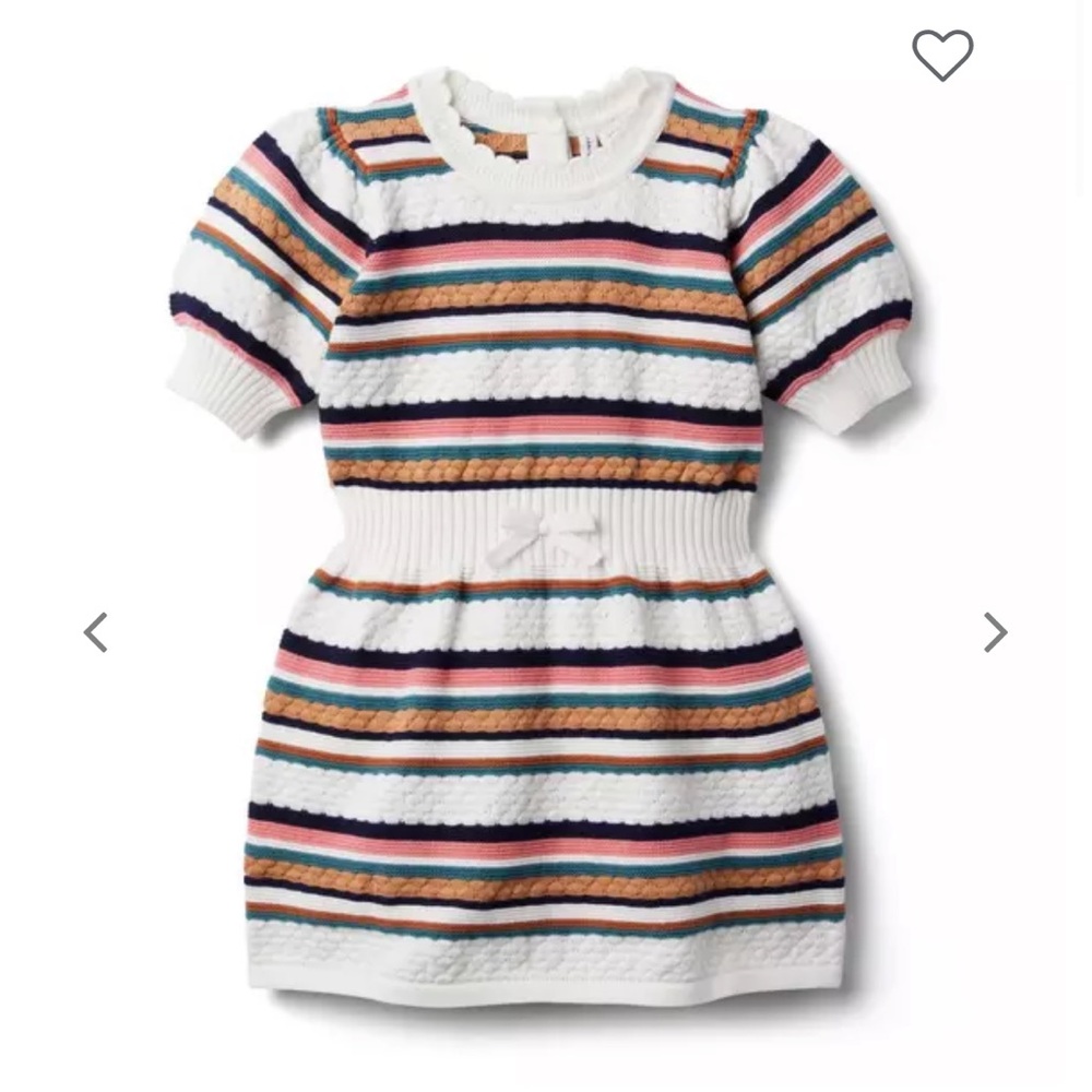 Janie and Jack Striped Puff Sleeve Sweater Dress